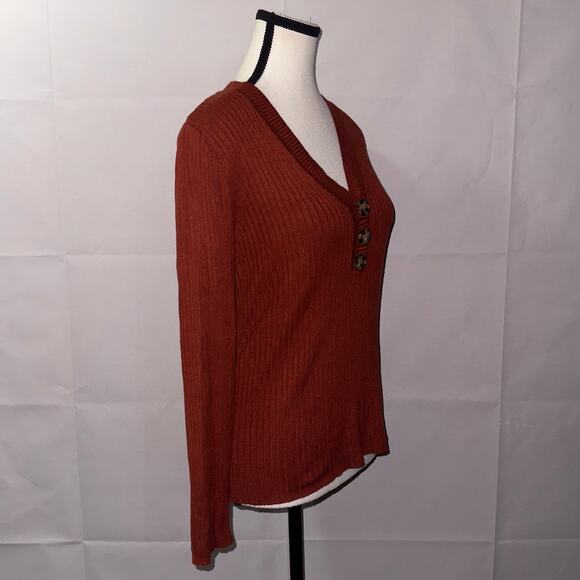 No Boundaries Rib V-neck Button Front Pullover Juniors' size large(11-13) - Picture 3 of 8